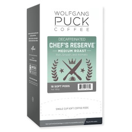 Wolfgang Puck Coffee, Chef's Reserve Decaf, 9.5 Gram Pods, 18 Count (WGP016432)