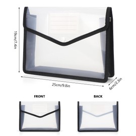 Simpolor Pack of 5 Document Wallets A4/A5, Plastic Envelope Folder, High-Quality Document Bag, Collector's Folders, Project Folders, with Press Stud Label Bag for Travel, Office, Document School, 5