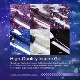 modelones Glitter Gel Nail Polish Set 6 Colors, Blue Color Changing Red Cat Eye Magnetic Gel Polish Chameleon Reflective Temperature Black Pink Nail Polish Soak Off LED Nail Art Manicure Kit Gift