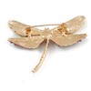 Statement Yellow/Green/Fuchsia/Black Crystal Dragonfly Brooch In Gold Tone - 60mm