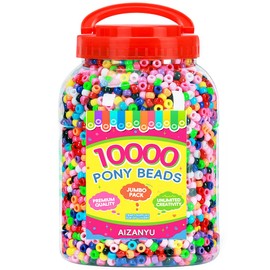 Pony Beads Bulk 10000+ Multi-Colored Beads for Making Bracelets Jewelry Hair Braiding,DIY Kandi Crafts Key Chains and Ornaments Decorations Boxed