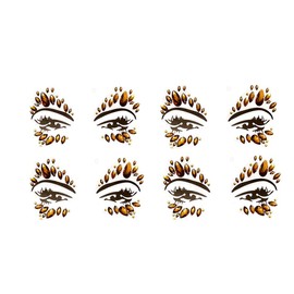 Face Glitter Jewels Gemstone Sticker Makeup for Party Festival Shows Set of 4 BF1012 Gold