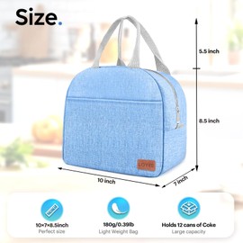 Lunch Bag Lunch Box for Women & Men, Large Capacity Insulated Lunch Bag for Adult, Leakproof Reusable Lunch Tote Bags for Work/Office/Travel/Picnic (Blue)