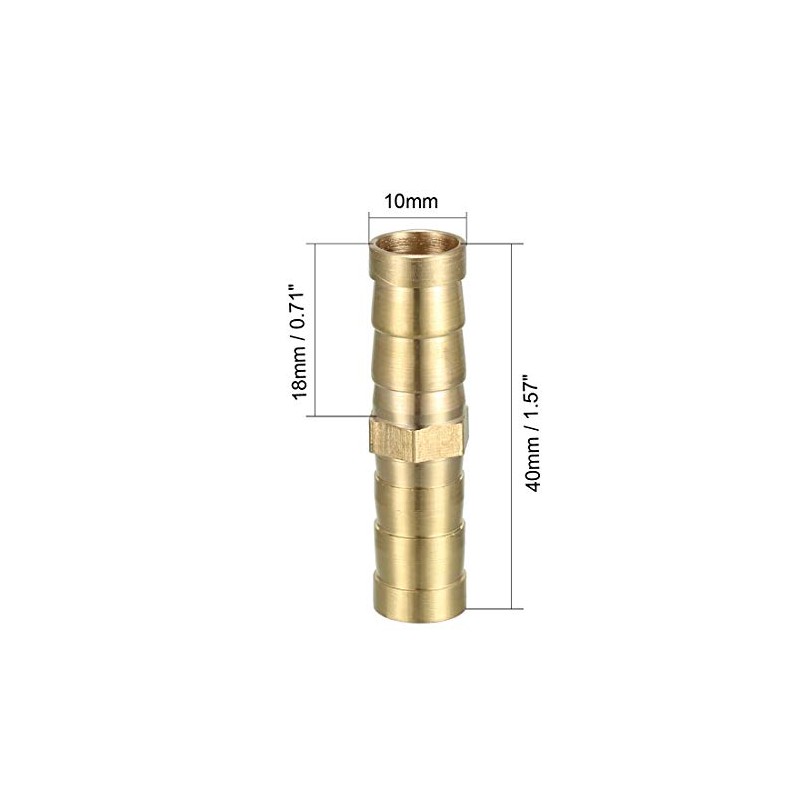 sourcing map 10mm Brass Barb Hose Fitting Straight Connector Coupler