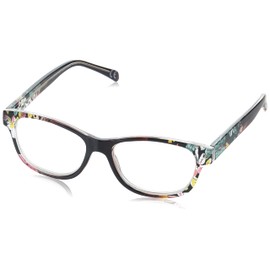 Foster Grant Sofia Vergara x Women's Linda Square Reading Glasses, Crystal Berry Gradient Fade to Floral Print at Endpieces, 52 mm + 2.5