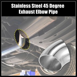 Hihaha 4 Pcs OD 1.5 Inch 45 Degree SS304 Stainless Steel Bend Tube Exhaust Elbow Pipe for Car Modified Exhaust System 1.5" Piping Silver Tone Durable Material