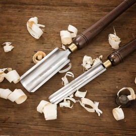 IMOTECHOM 2-Pieces HSS Roughing Gouge Lathe Chisel Set Wood Turning Tools with Walnut Handle, 1-Inches and 2-Inches, Wooden Storage Case