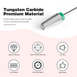 BNG 5-in-1 Cutter Bit for Gel Nails, Carbide Nail Cutter for Acrylic Nails, Professional 3/32 Inch Electric Nail Drill, Tungsten Steel Bits Manicure Pedicure Salon Tool (Coarse, Silver)