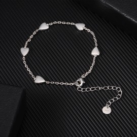ASH'S CHOICE 925 Sterling Silver Bracelet for Women, Silver Heart Bracelet, Hypoallergenic Slider Adjustable with Heart Love Sparkle Bracelet Sterling Silver Heart Bracelet for Women Ladies