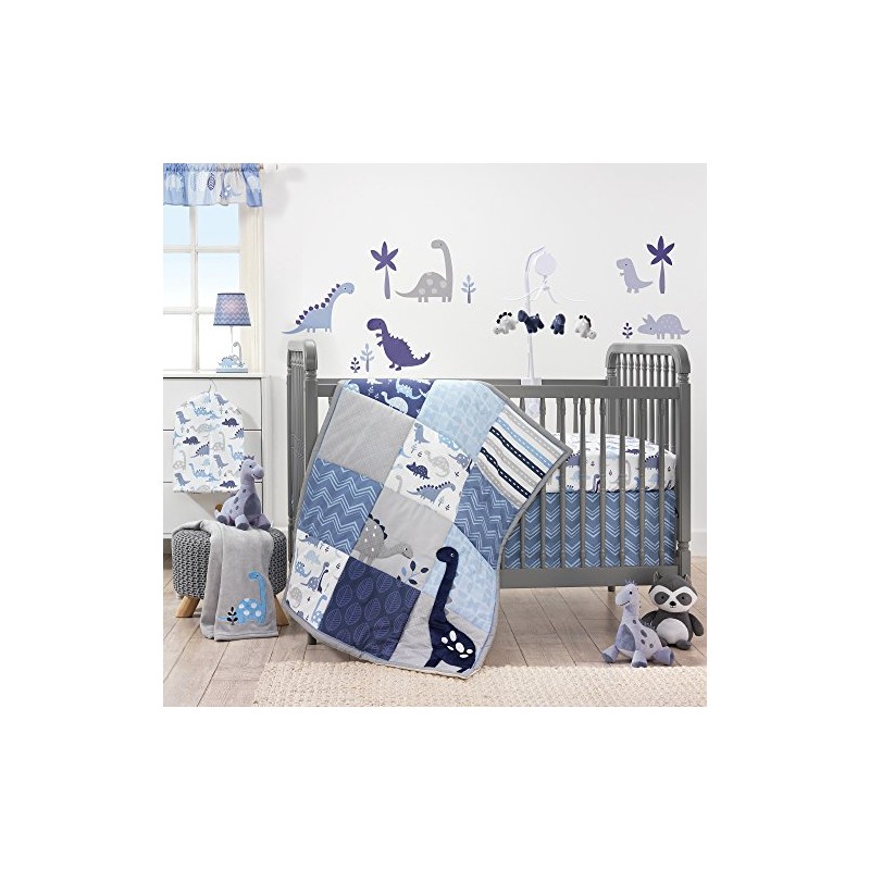 Bedtime Originals Cenefa de Ventana de Dinosaurio Rugido, Azul/Gris