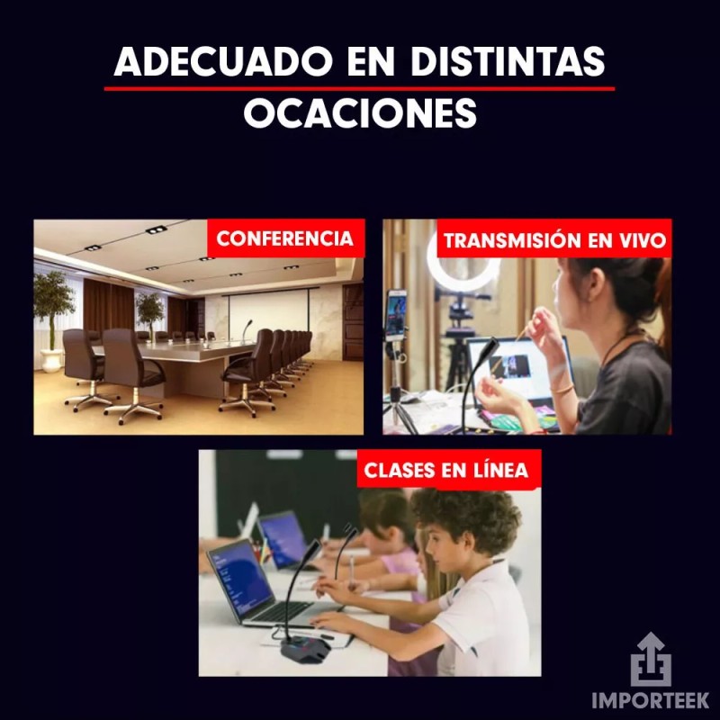 Importeek Microfono Usb Alambrico Pc Laptop Computadora Gamer Luz Led