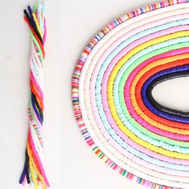 DAHI 4900 Pieces Beads for Bracelets Polymer Clay Beads for Threading 6 mm Colourful Heishi Beads 14 Colours Jewellery Making Sets for DIY Necklace Charm Bracelet Gift