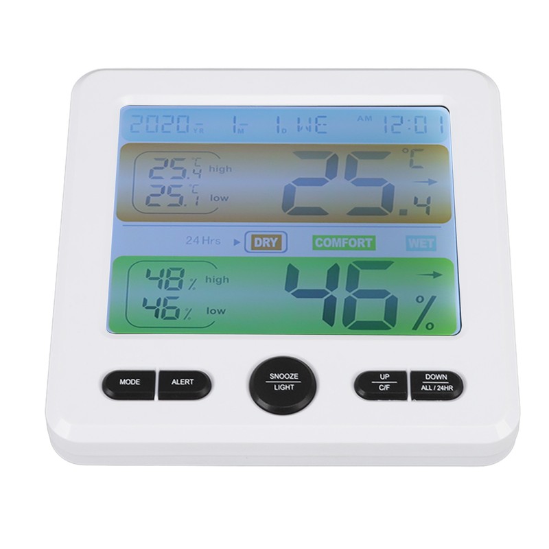 Indoor Thermometer Digital Color Screen Alarm Temperature Humidity Monitor Bedside