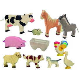Bambilino Holztiger Farm Animals Set with 11 Toy Figures