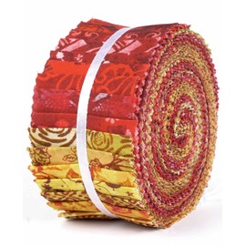 Soimoi 40Pcs Batik Print Cotton Precut Fabrics for Quilting Craft Strips 2.5x42inches Jelly Roll - Red