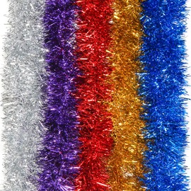 Colourful Christmas Garlands, 5 Pieces, Tinsel Garland, 2 m Tinsel Christmas Tree, Tinsel Garland Christmas, Christmas Decoration Tinsel for Christmas Tree, Christmas Party, Birthday Party Decoration