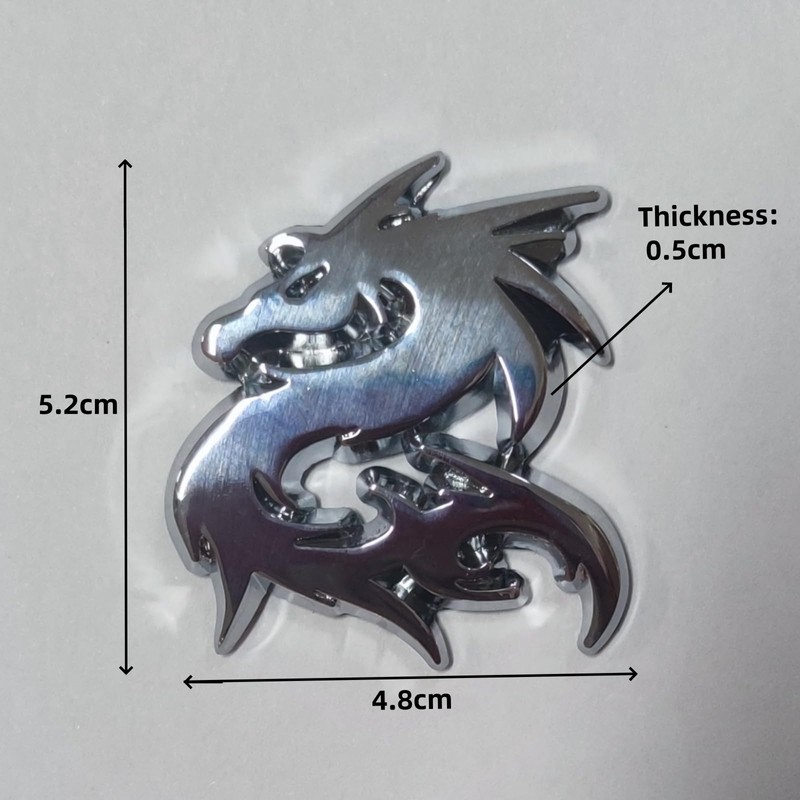 3D Car Stickers And Decals Motorcycle Metal Emblem, Dragon, Silver
