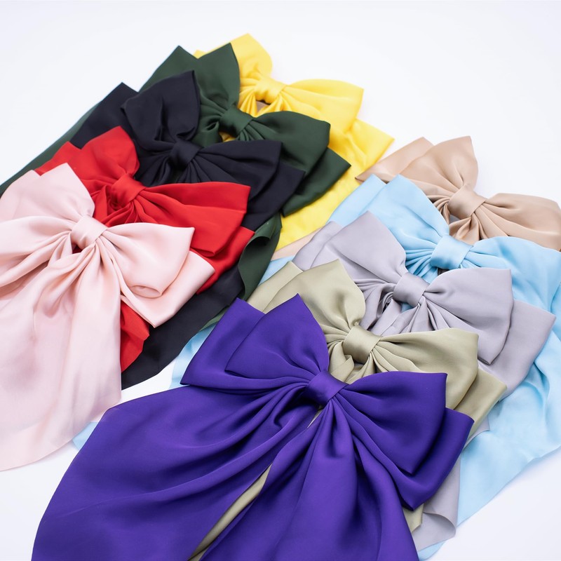 Hair Bows for Women, 2Pcs White Bow Hair Clips for