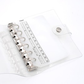 TSUKURIRO Personal Organizer, Mini 6 Holes, PVC, Transparent, Binder, Clear, Ring, Clear, 2 Pockets, Refill Set, Mini A7 Size