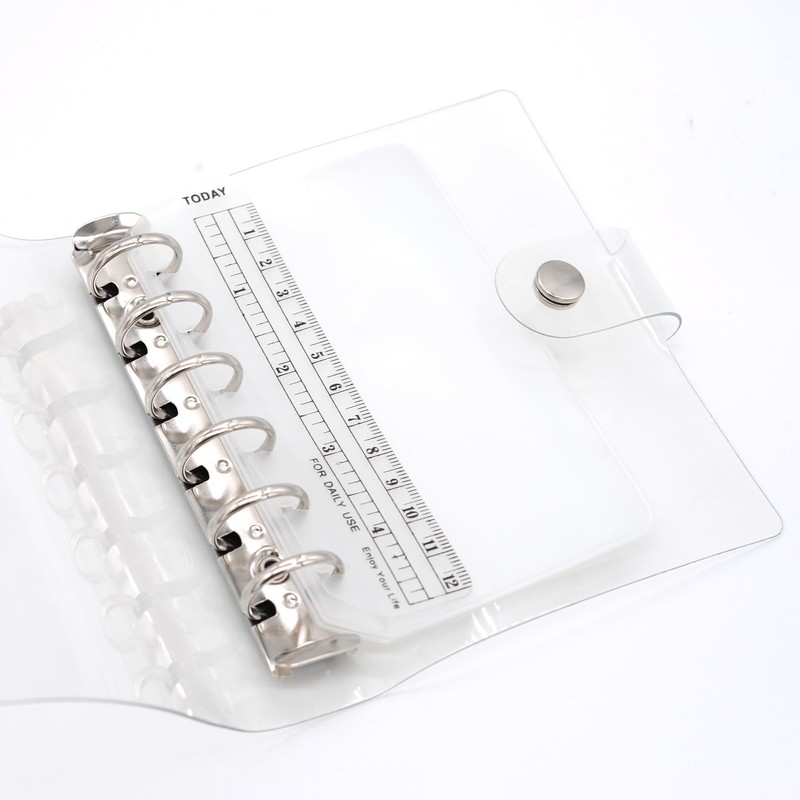 TSUKURIRO Personal Organizer, Mini 6 Holes, PVC, Transparent, Binder, Clear,