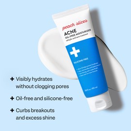 Peach Slices | Acne Oil-Free Moisturizer | Satin Matte Finish | 0.5% Salicylic Acid | Hyaluronic Acid | Prevents Breakouts | Pore Minimizing | Clear Skin | Silicone Free | Face Moisturizer | 2.8 oz