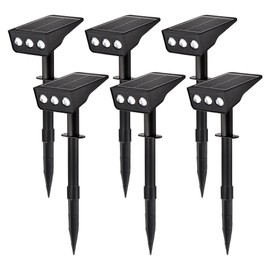 LUMLLSAJI Solar Spot Lights Outdoor, 6 Pack Solar Landscape Spotlights 3 Lighting Modes IP65 Waterproof Adjustable Light House Lights Spot Light for Yard