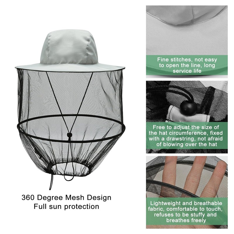 Esteopt 2pcs Head Net Hat, Mosquito Sun Hat with Hidden