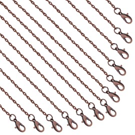 Lemonkey 24 Pack Necklace Chains Bulk,Red Copper Plated DIY Cable Link Chains for Jewelry Making 20 Inches
