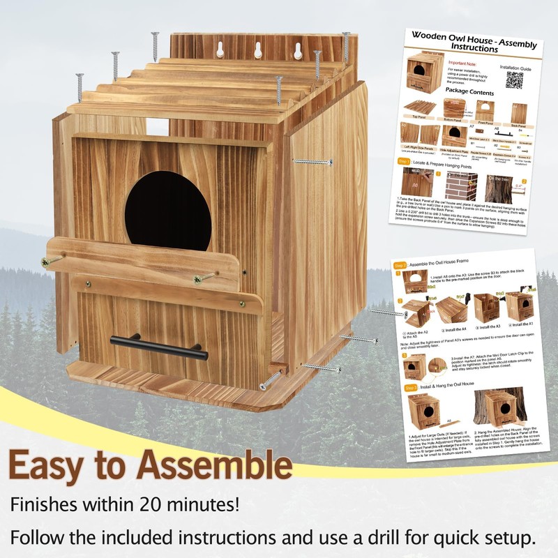 Large Owl Houses for Outdoors, 17" x 12.5" x 12.5"