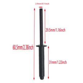 FDXGYH 50 Pcs 3/16 x 1 Inch (4.8x25mm) Rivet Grip Stainless Steel Solid Blind Rivet Pop Rivets [Black]