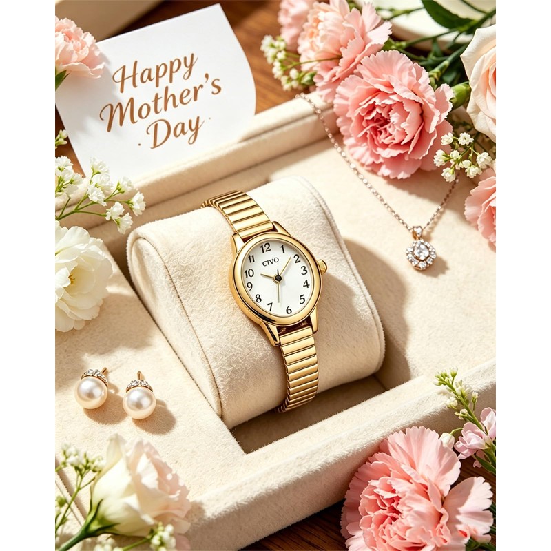 CIVO Small Gold Watches for Women: Stretch Expansion Band Easy