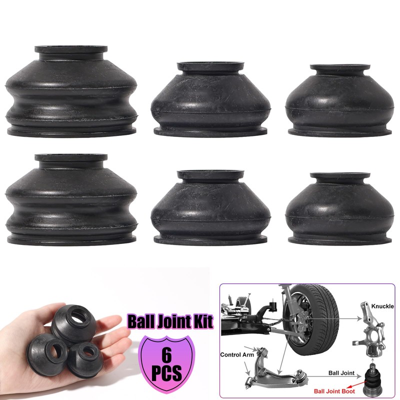 Universal 6pcs Rubber Ball Joint Dust Boot Suspension Steering Boot