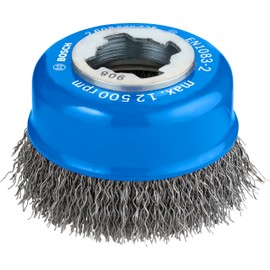 Bosch 2608620725 X-Lock Cup Wire Brush (Cup Shape, 3.0 inches (75 mm) Diameter, Iron, 0.01 inch (0.3 mm) Straight, 1 Piece
