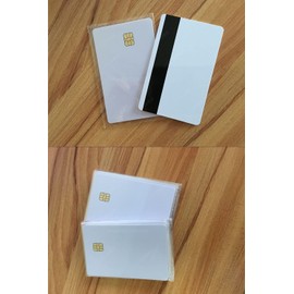 Waizmann.IDeaS® 1 x Plastic Magnetic Cards Blank Cards Smart Card SLE 4428 HiCo Magnetic Strips PVC White 86 x 54 x 0.76 mm Glossy Laminated Printable White