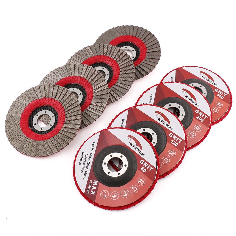 HOMESOM 5 Inch 4pcs 60/100/200/400 Grit Sanding Discs Flap Sanding