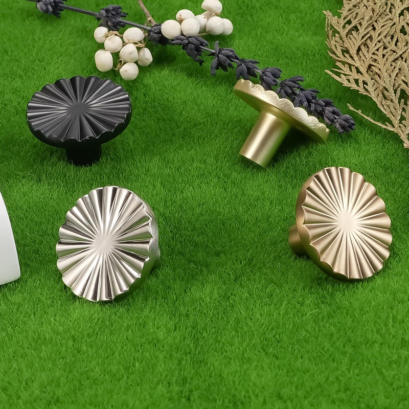 POVEFONK 10 Pack Brushed Brass Kitchen Cabinet Knobs Gold Drawer