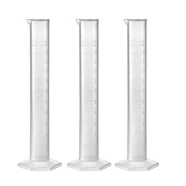 Recogwood 3Pcs 100ml Plastic Graduated Cylinder, Measuring Cylinder Science Test Tube, Clear Hex Base Flask for Kitchen Lab Home