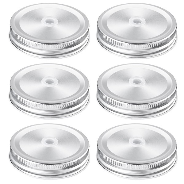 6Pack Canning Lids,Mason Jar Canning Lids with 70mm Silver Metal