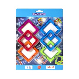 MAGNIKON Magnetic Building Blocks Replacement Set - Children's Toy from 3 Years, Magnetic Game, Magnetic Blocks, Gift for Girls and Boys, Montessori Building Tiles (Squares Pack of 6)