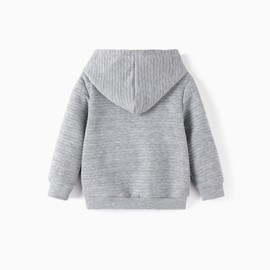 PATPAT Baby Boy Girl Hoodies Size 18-24 Month Light Grey Long Sleeve Solid Color Pullover Hooded Sweatshirt with Kangaroo Pocket Kids Fall Winter Tops