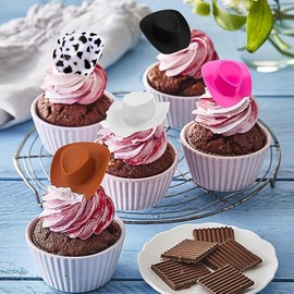 ccHuDE 20 Pcs Mini Cowboy Hats Plastic Tiny Cowgirl Hats Small Western Doll Hats Cute Miniature Party Hats Bottle Topper Hats Doll Cowboy Caps Hot Pink
