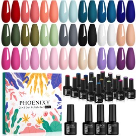 PHOENIXY - Juego de 24 esmaltes de uñas en gel, primavera, 21 colores, 8 ml, con base brillante mate                                                  