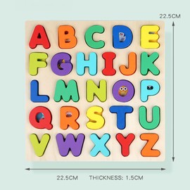Alphabet Puzzle – 2 Pcs Wooden Number Jigsaw Blocks, Alphabet Toys for Early Learning, Colorful ABC Puzzle for Kids, Educational Wooden Puzzles for Toddlers 3+ Years, Montessori Preschool Toy