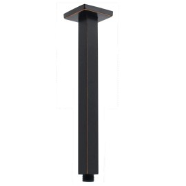 Easy Install Square Ceiling Shower Arm, Chrome Plated Adjustable Pipe with Anti-Leak WashersMaterial: Brass, Color: Black