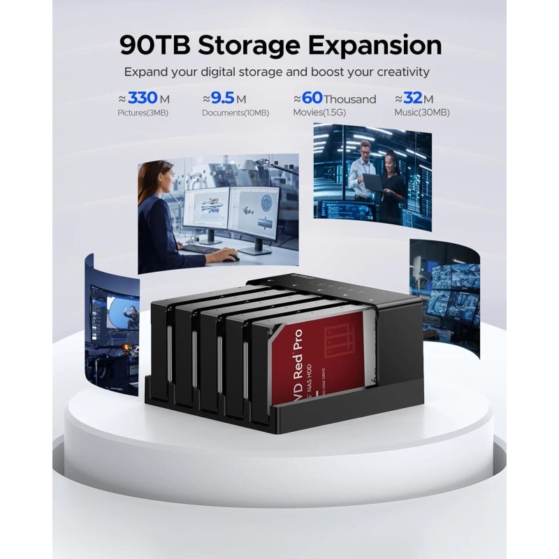 ORICO 5 Bay Hard Drive Docking Station Cloning 3.5SATA Enclosure
