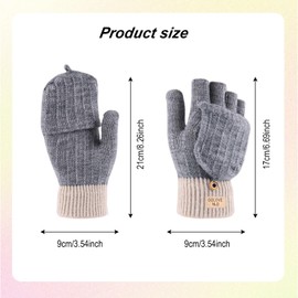 FUIPVGI 2 Pairs of Winter Gloves Fingerless Gloves Women's Fingerless Thermal Gloves Touchscreen Gloves Winter Warm Gloves Convertible Warm for Men and Women One Size (Grey), gray
