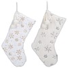 Transpac Plush Fuzzy Silver & Gold Snowflake Stocking, Set of