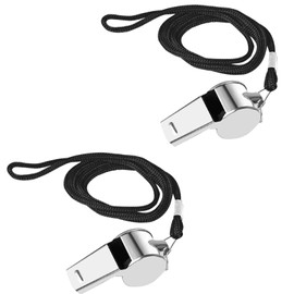 Pack of 2 referee whistle, whistle sports lessons with bands, whistle loud emergency, whistle children's stainless steel lanyard, whistle for football trainers, umbrella, emergency, dog training etc
