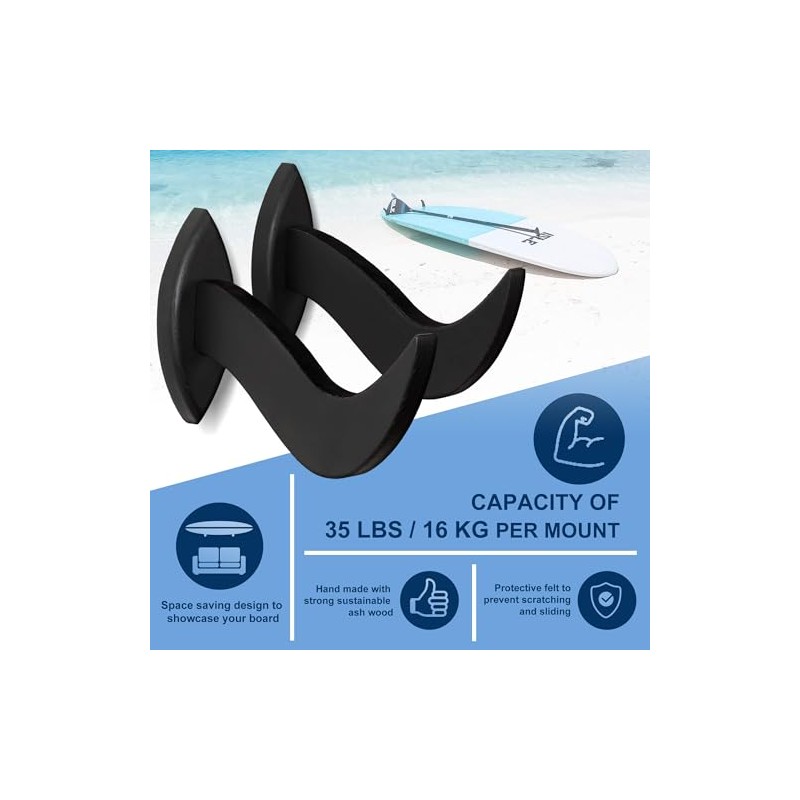 Hang 11 Surfboard Wall Mount - Stylish Wooden Rack for