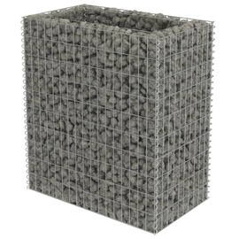 vidaXL Galvanized Steel Silver Gabion Raised Bed - Heavy Duty Wire Grid Construction for Rocks or Gravel - Versatile Garden or Patio Planter